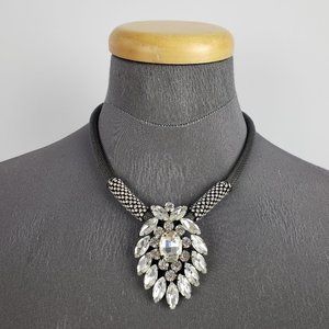 Black & Silver Rhinestones Statement Necklace